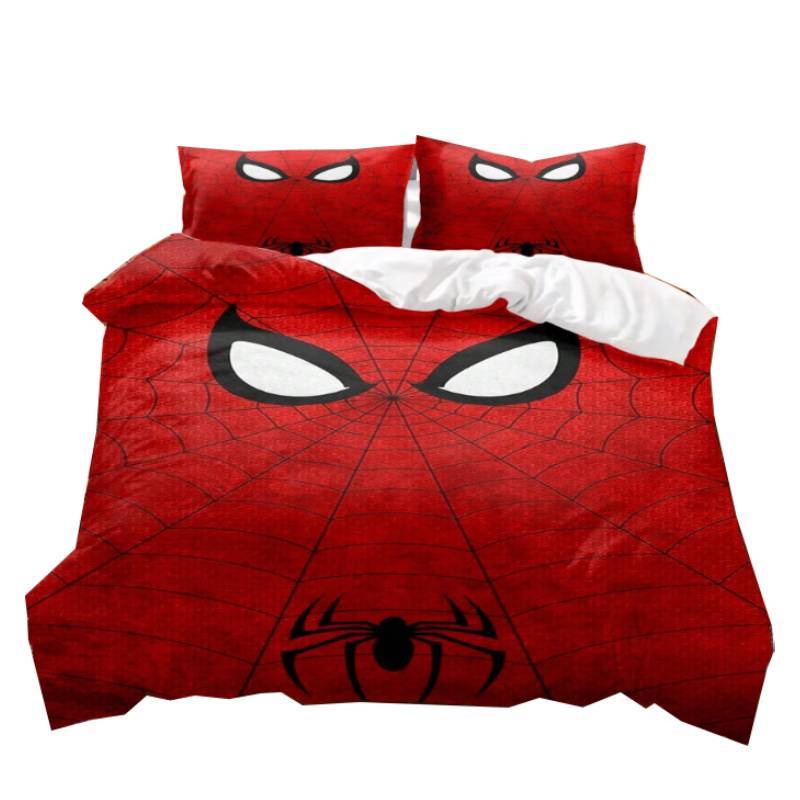 Spiderman Printed Bed Set With Reactive Dyeing And Brushed Fabric For Bedroom Decor