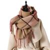 Soft Faux Cashmere Plaid Scarf With Tassels Men Women Warm Winter Wrap Office Chic Casual Wear