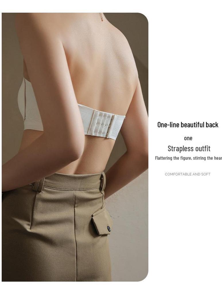 Damen trägerloser, rutschfester, nahtloser Bandeau-BH für kleine Brust - Unsichtbar, dünn und mit schönem Rückendesign