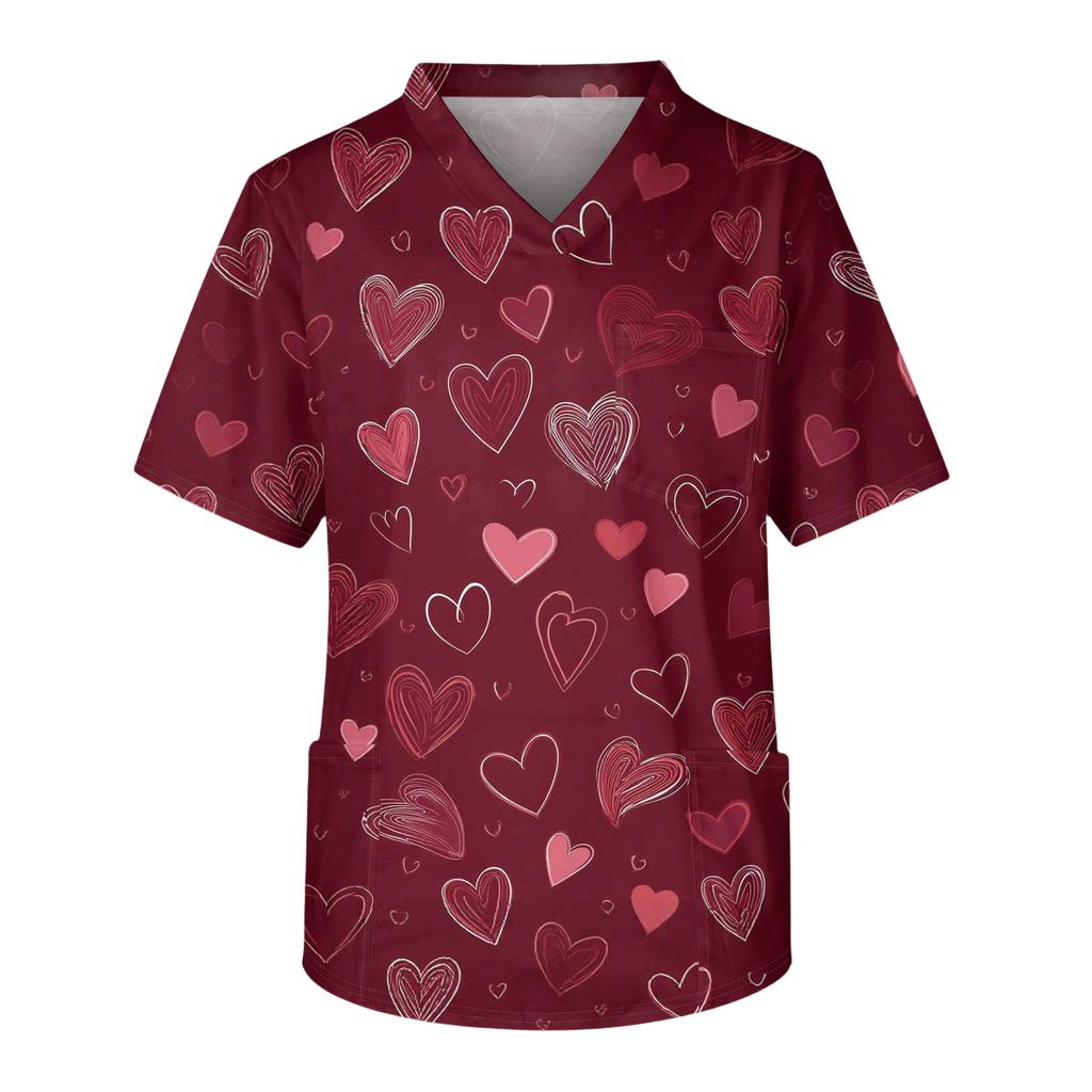Men's Casual Short,Sleeved V,Neck Printed Front Pocket Top