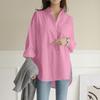 GMXIA Women's Fashion Casual Leisure Solid Color Print Long Sleeve POLO Neck Blouses & Shirts