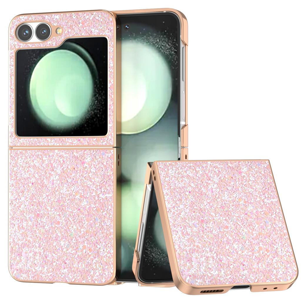 For Samsung Galaxy Z Flip7 FE 5G/Z Flip6 5G Case Electroplating Phone Cover Colored Glitter Design PU+TPU Protective Case