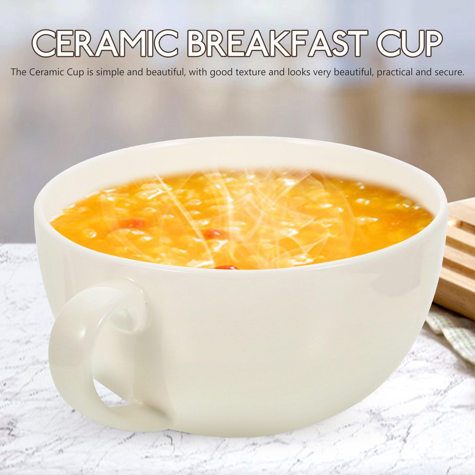 

Large Capacity Ceramic Breakfast Cup Multi Function Oatmeal Bowl with Handle Microwave Safe Portable Yogurt Cup Household Food other