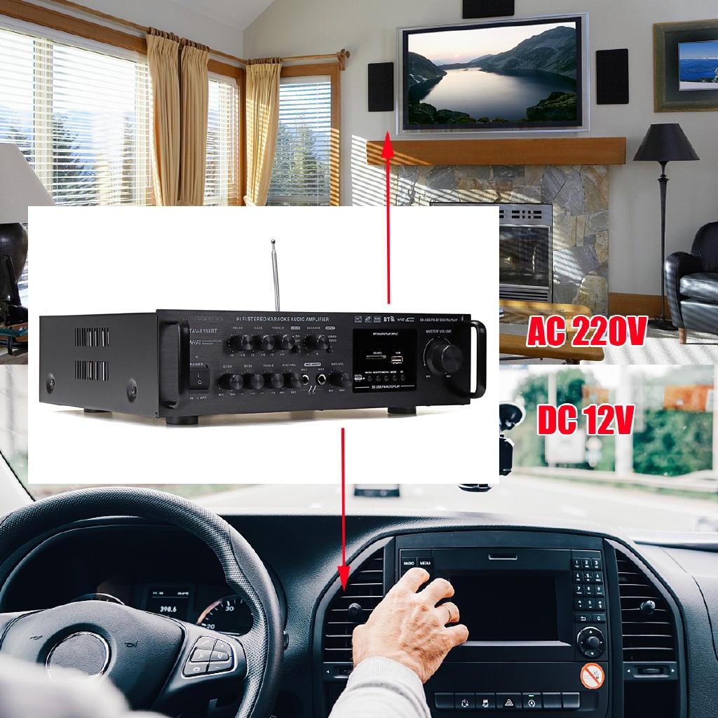 2000W 2CH Home Stereo Power Amplifier Audio Karaoke Car Hi-Fi FM Amplifier US Plug With Remote Control For Car Home