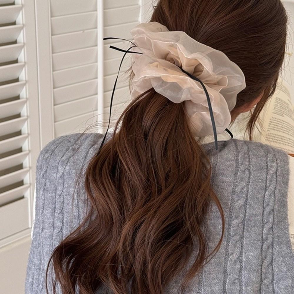 Hair Accories Yarn Knot Hair Ties Ribbon Bowknot Large Elastic Tulle Scrunchie Korean Style Bowknot Hair Rope Women
