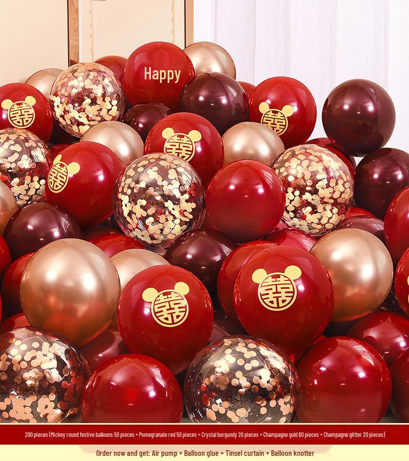 Red Wedding Balloons: Romantic Bedroom & Living Room Decor, Photo Props, Wedding Scene Setup