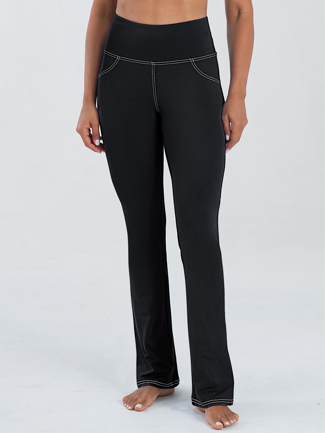 

Женские расклешенные брюки с высокой талией, эластичная смесь полиэстера и спандекса, удобная посадка, эластичный пояс, внутренний шов 30 дюймов, размеры S-XXL, повседневные брюки для отдыха XXL чёрный