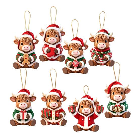 Christmas Reindeer Hanging Ornaments 2D Wooden Reindeer Decorations Colorful Reindeer Ornaments