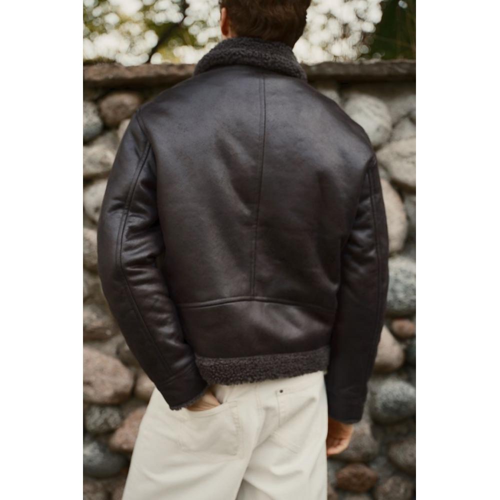 H M Regular Fit Teddy triM Jacket Dark Brown