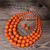 Dreilagiges Halsketten Schmuckset Party Hochzeit Bib Perlen Halskette Ohrringe Für Frauen Choker Afrikanische Halskette Ohrring Sets