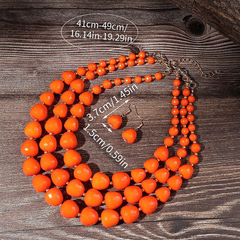 Dreilagiges Halsketten Schmuckset Party Hochzeit Bib Perlen Halskette Ohrringe Für Frauen Choker Afrikanische Halskette Ohrring Sets