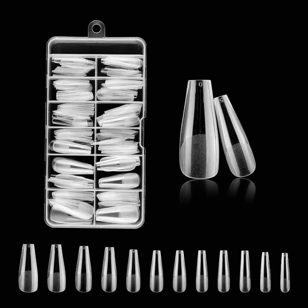 120/100-Piece Set of Clear Frosted Square Oval Almond Ballet Wear-On False Nail Art Tips