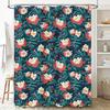 Delightful Garden Floral Shower Curtain White Colorful Bloom Decorative Waterproof Bathroom Liner Set for Home Bath Decoration (