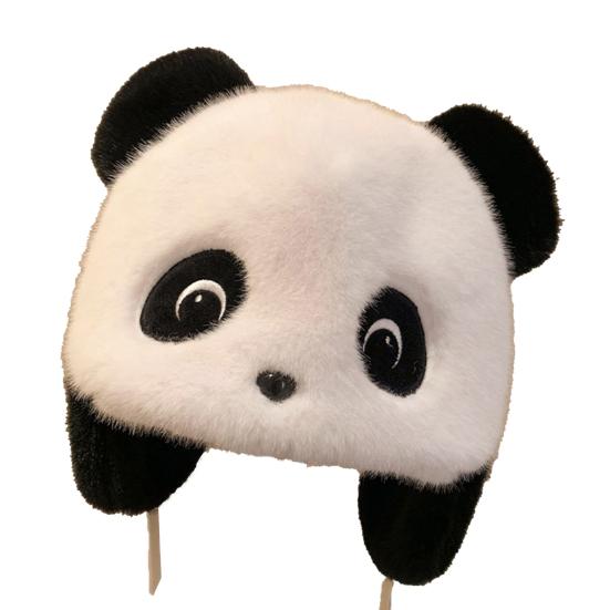 Winter Riding Hat Panda Shape Thickened Warm Hat Face Shape Modification Windproof Ear Protection