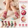 Women's Thick Warm Wool Mid-Calf Socks, Cross Flower Pattern, 5 Pairs