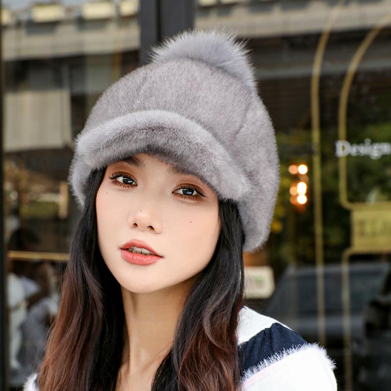 Imitation Mink Hat Women's Winter Thickened Warm Mink Hat Knight Hat Fur Cap Baseball Cap