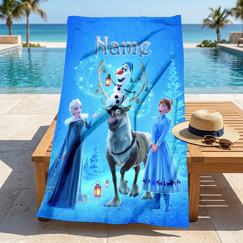 Custom Name Princess Fantasy Stylish Digital Printing Beach Towel Quick‑Drying Absorbent Blanket for Beach Pool Gym Travel