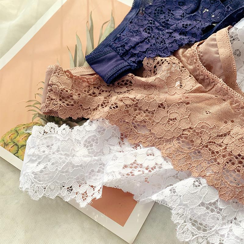 Sexy Panties Women Lace Low-waist Solid Sexy Briefs Embroidery Thong Transparent Hollow Out Underwear Female G-String