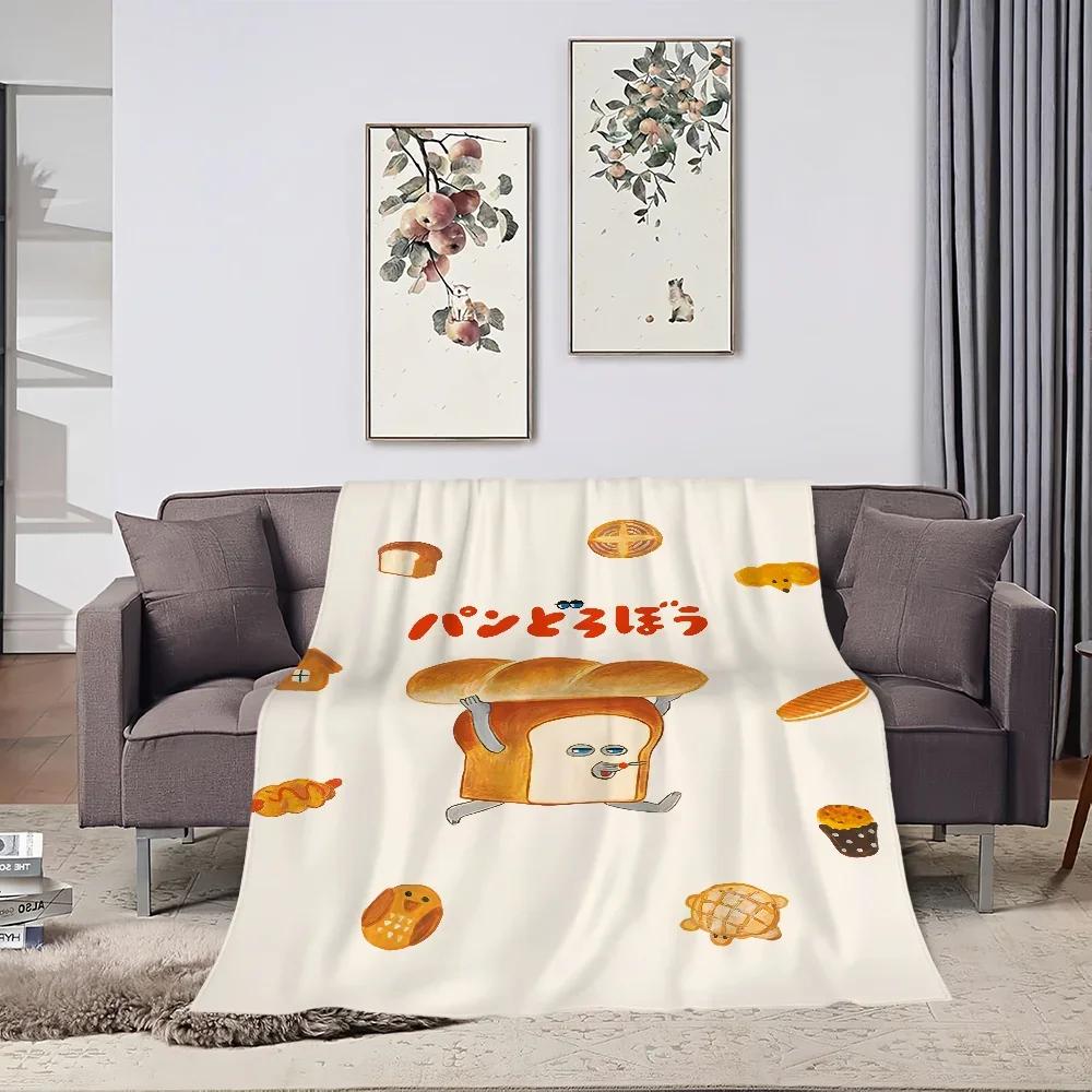 Flannel warm comfort  soft Picture plush Breads Thief blanket for sofa living room office bedroom travel book gift