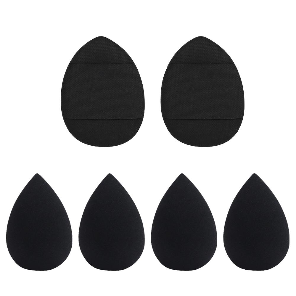 

6PCS Mini Waterdrop Shaped Makeup Sponge Set with Powder Puffs for Loose Powder Durable Beauty Blenders for Enhanced Application чёрный