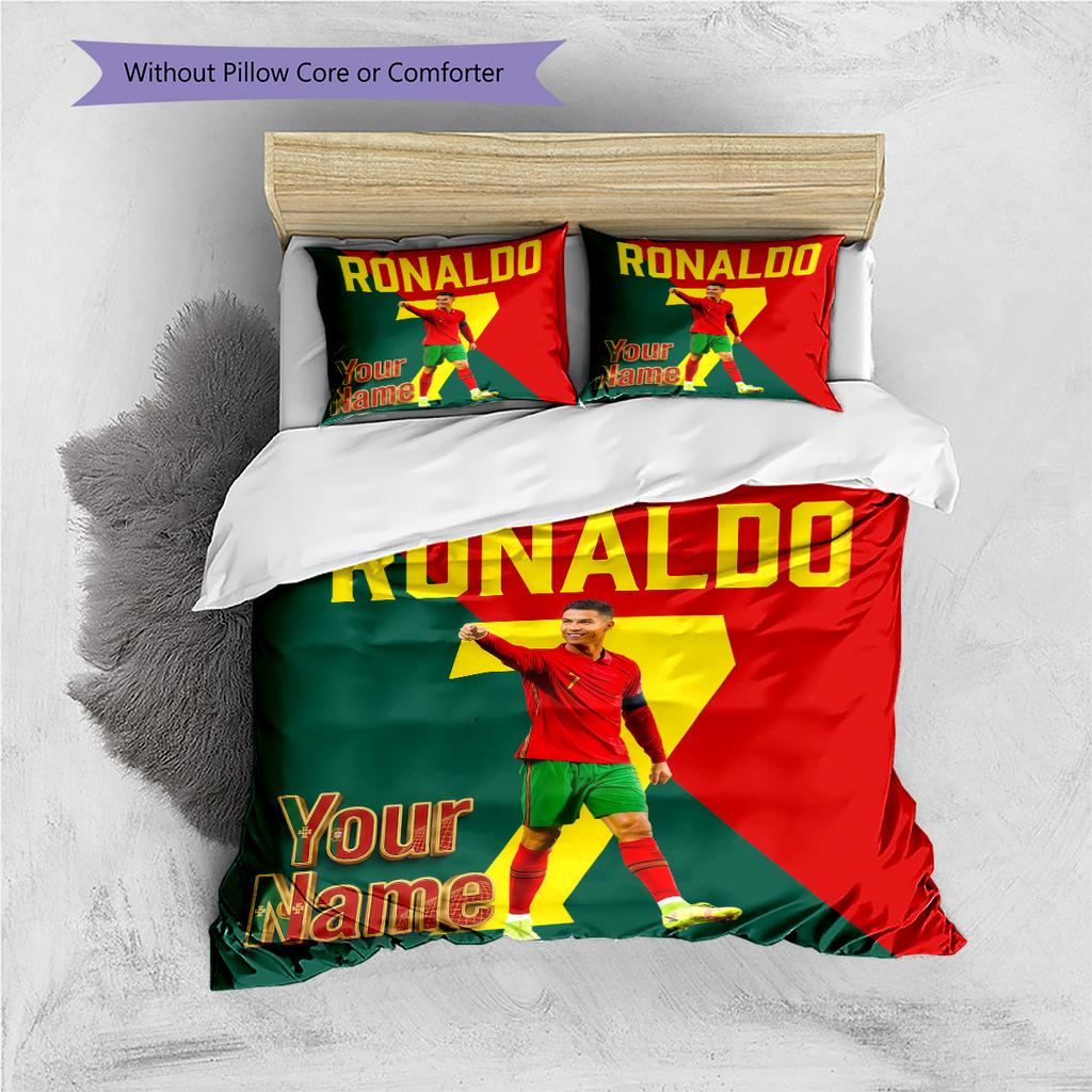 Biancheria da letto con Momento Celebrazione di Ronaldo Personalizzato, Set Trapunta Copripiumino Federa Regalo di Compleanno per la Casa (1 * copripiumino + 2 * federa, senza nucleo)