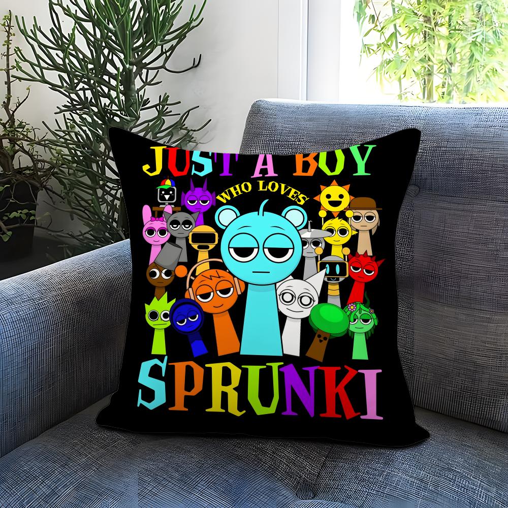 Popular Game Character Sprunki Cushion Cover Comfortable Reversible Pillow Cover Ideal for Car Sofa Bedroom Beyond