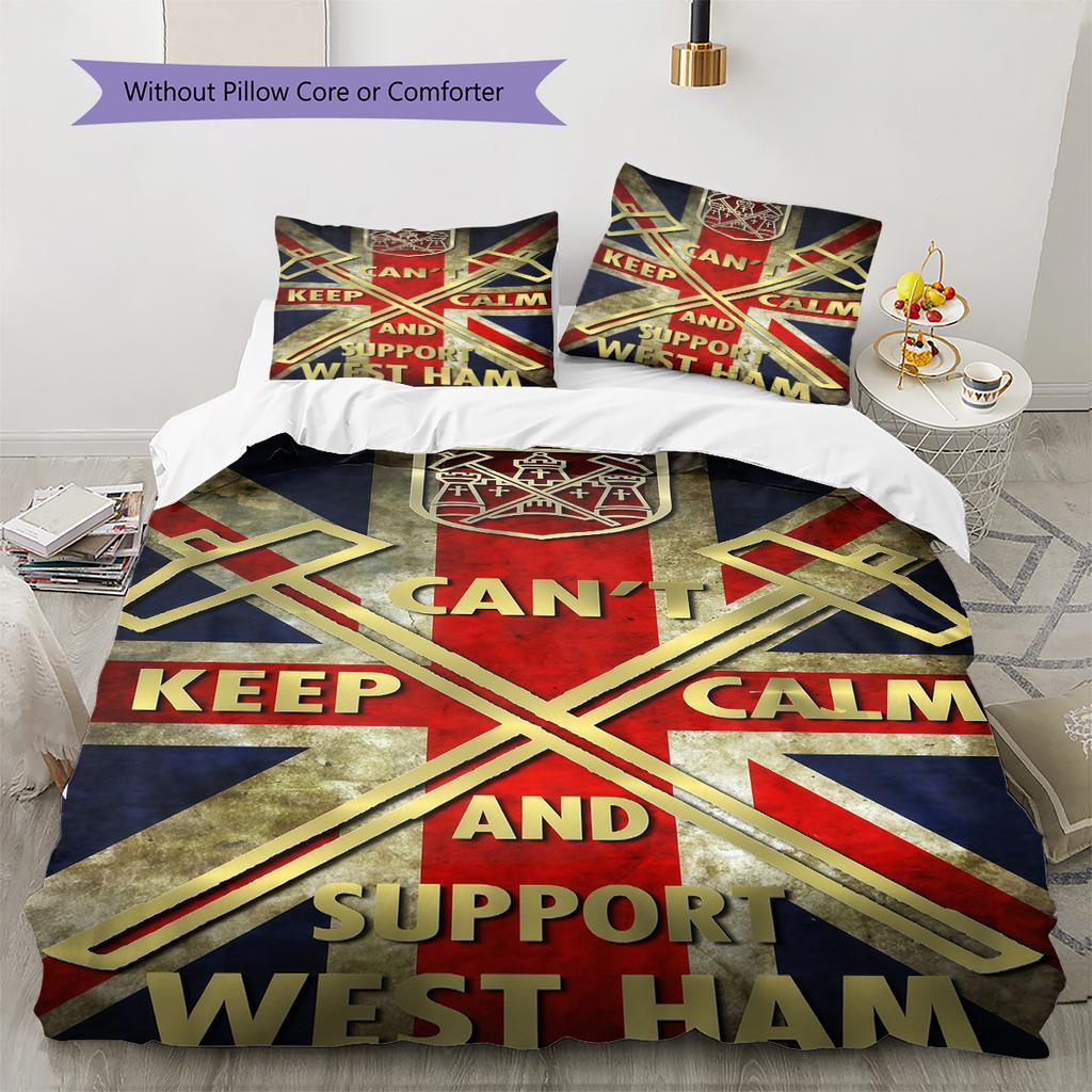 WHUFC Logo Bedding Quilt Set Quilt Cover Pillowcase Home Decoration Birthday Gift (1 * Duvet Cover + 2 * Pillowcase, Without Core)