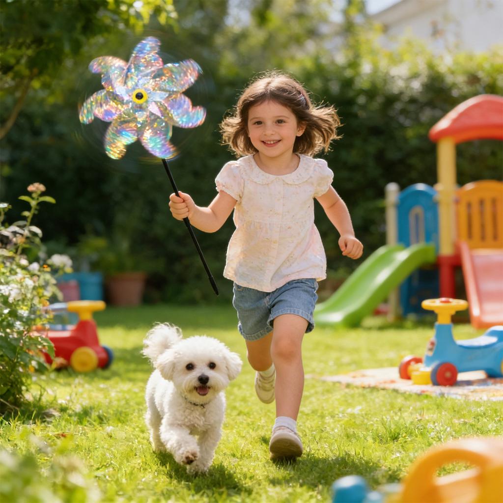 Bird- Windmill — -Reflective Children's Toy & Outdoor Bird Deterrent For Balconies And Gardens (7- Windmill)