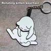 Creative Pull Play Egg Cat Keychain Fidget Toys Cute Funny Rotatable Acrylic Bag Pendant for Women Keyring Purse Bag Accessory