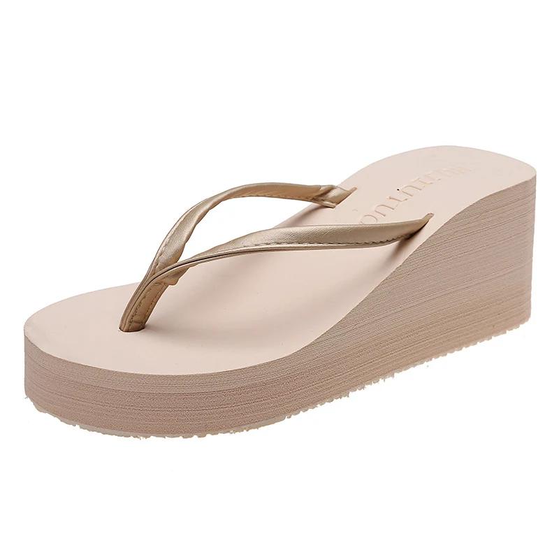 Fashion Summer Wedge Flip Flops for Women 2025 Fashion Clip Toe Platform Slippers Woman Lightweight Thick Bottom Non Slip Beach Sandals