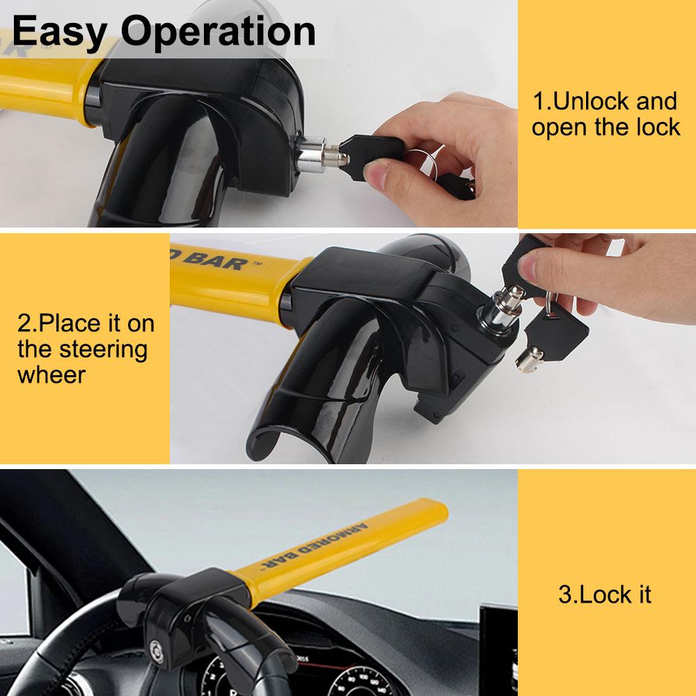 Universal Automobile Steering Lock Protection T-Locks Car Accessories Car Steering Wheel Lock Anti-Theft With Keys Security Car Locks
