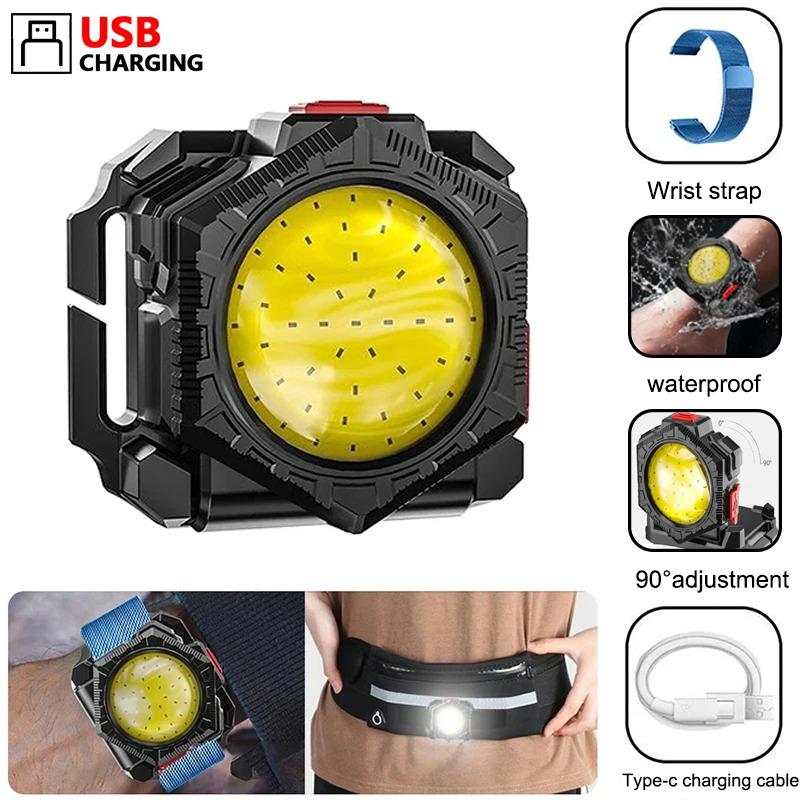 Mini-LED-Armbandleuchte, tragbare Taschenlampe, USB-aufladbar, Uhrenlampe, Handgelenkbeleuchtung, Taschenlampe für Outdoor-Sportarten, Lauflicht