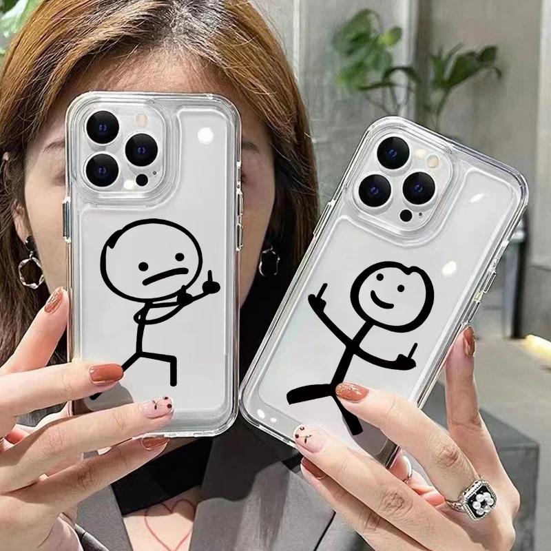 Funny Man Soft Clear Phone Case For iPhone 11 12 13 14 15 Pro Max Middle Finger iPhone 7 8 Plus X XR XS Max Shockproof Cover