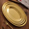 Stainless Steel Oval Vegetable Dish Food Grade Undivided Serving Plate for Curry Salad Home Use