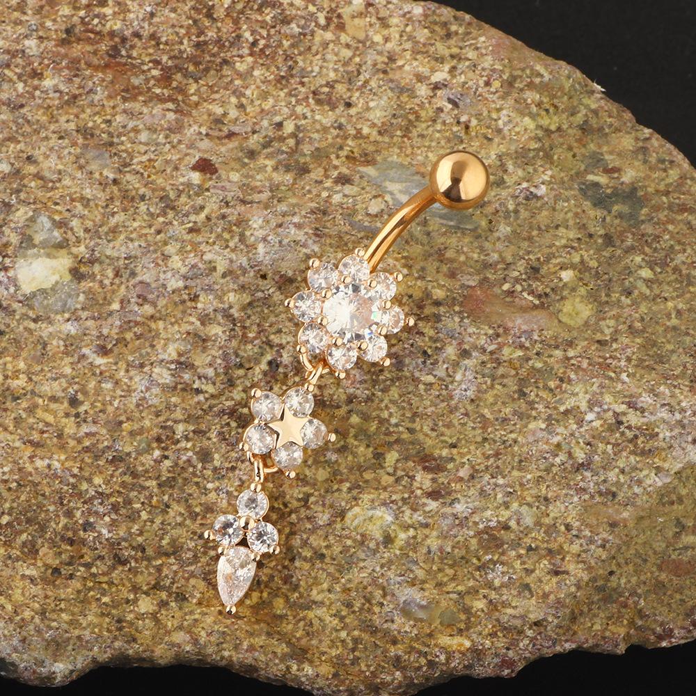1Set Stainless steel navel stud set - Zirconium navel ring piercing jewelry