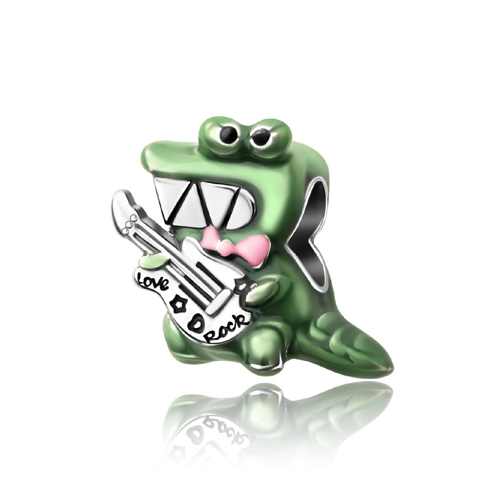 

Ahthen copper Bead Crocodile Plays Guitar Dangle Charm fit Snake Chain Bracelets Necklaces for Women Jewellery Making