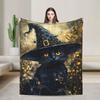 Halloween Black Cats Blankets Witchy Kitty Fleece Awesome Warm Throw Blankets for Bedspread Spring/Autumn