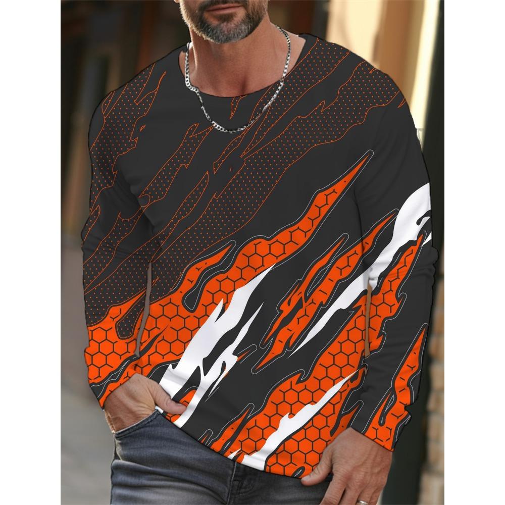 Simple Men's Sports Quick-drying Long-sleeved T-shirt 3D Printing New Sports Men's Autumn Casual Round Neck Men's Clothing Tops