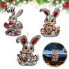 Seasonal Decorative Hanging Rabbit Easter Bunny Acrylic Pendant, Cute with Basket, 2D Car Egg Basket Decoration Rearview Mirror Ornament, Bag Keychain