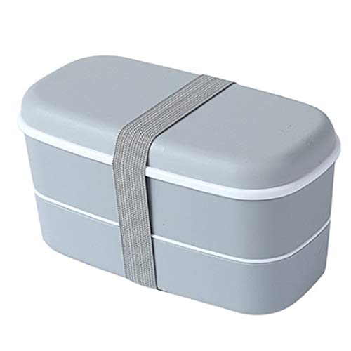 

Oikabio Microwaveable 2-Layer Lunch Box with Compartments, Leakproof Bento Box, Insulated Food Container, Gray