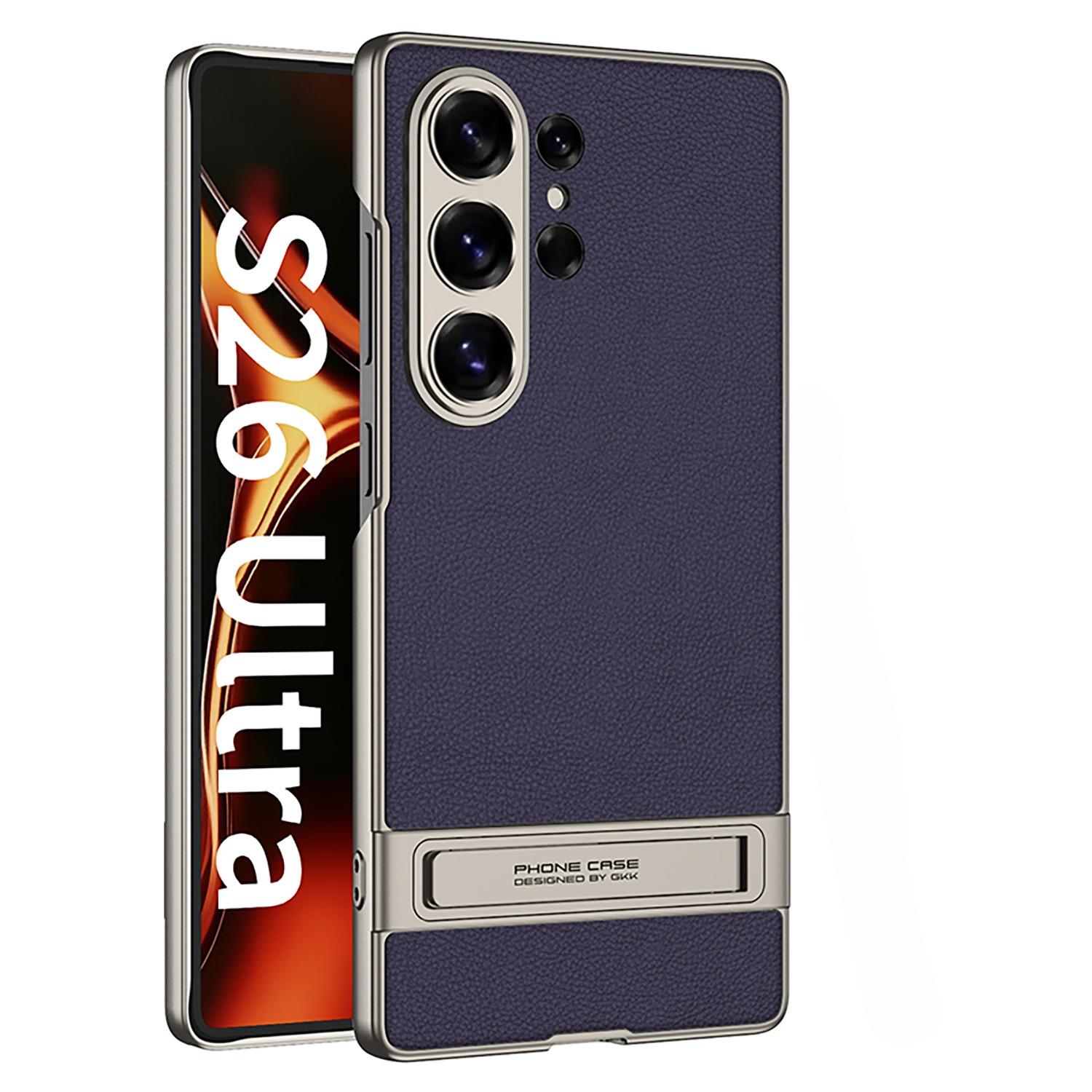 

Electroplated Invisible Stand Holder Phone Case for Samsung Galaxy S26 S25 S24 Ultra Matte Leather Anti Drop Protection Cover Galaxy S26 Ultra