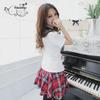 Plus Size Women's Japanese & Korean School Uniform Skirt Set - Academy Style & Performance Costume.