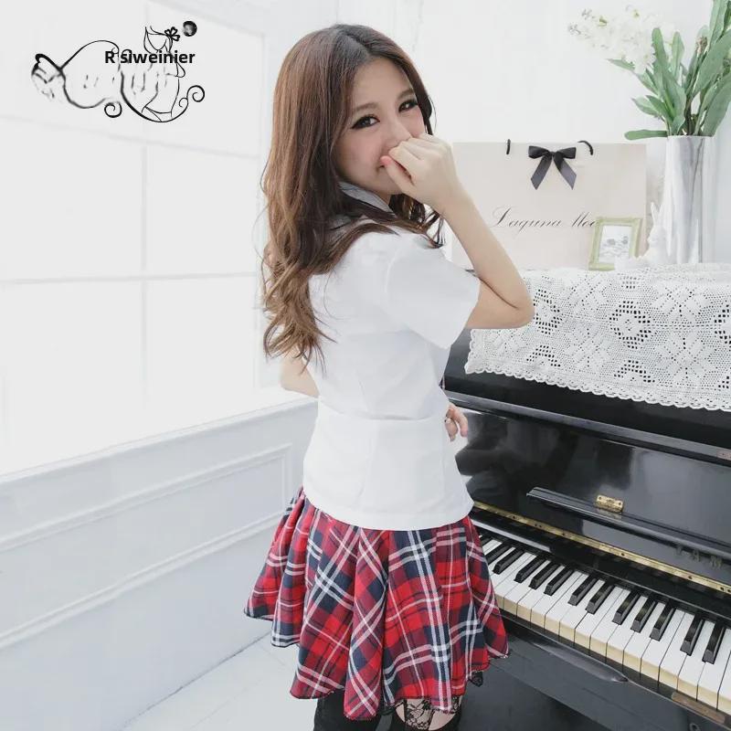 Plus Size Women's Japanese & Korean School Uniform Skirt Set - Academy Style & Performance Costume.