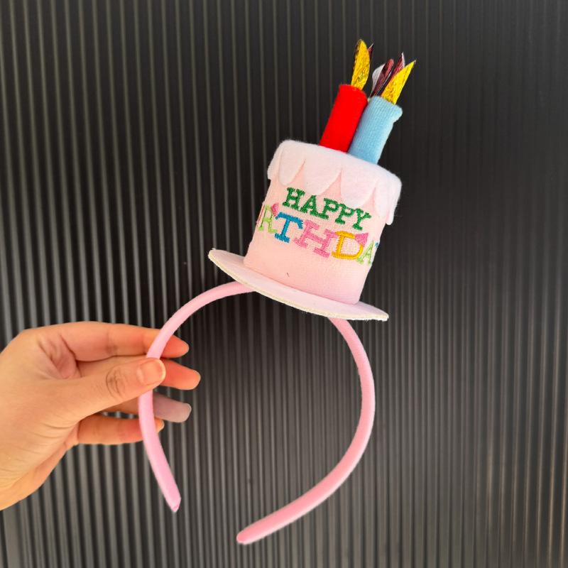 

Cute Happy Birthday Candle Hats And Headbands for Kids Adults Birthday Party Decorations Colorful Cake Hats Photo Props Gifts рожевий