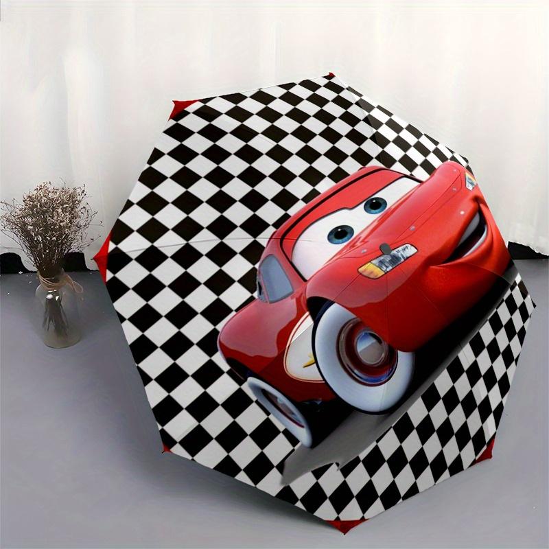 Disney Lightning McQueen Manual Opening and Closing Umbrella - 8-Rib Reinforced Folding Design, Lightweight
