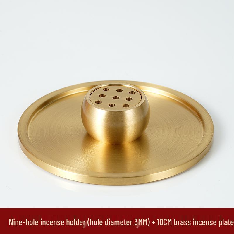 Nine-Hole Zen Brass Incense Holder - Ash-Free & Multi-Hole Mini Burner