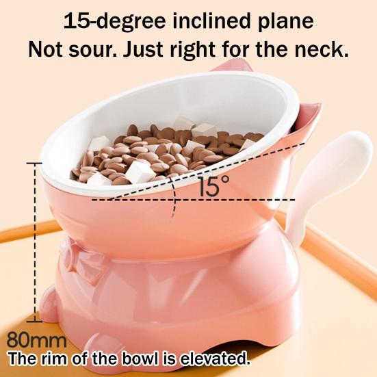 Elevated Cat Bowl Tilted Cat Food Bowl Anti-Slip Raised Cat Feeding Bowl Protects Cats Neck Spine Friendly for Drinking Eating