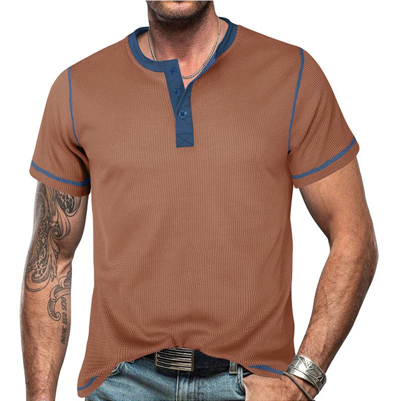 Men's Casual Slim Fit Henley Shirts Classic Button Short Sleeve T-Shirt Summer Basic Lightweight Tops Male Athletic Workout Moisture Wicking Tee Shirt