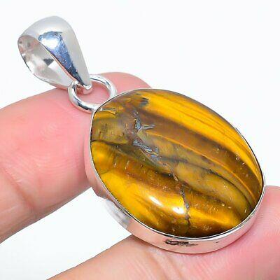 

Natural Tiger Eye Gemstone Handmade 925 Sterling Silver Pendant 1.81 J4d07