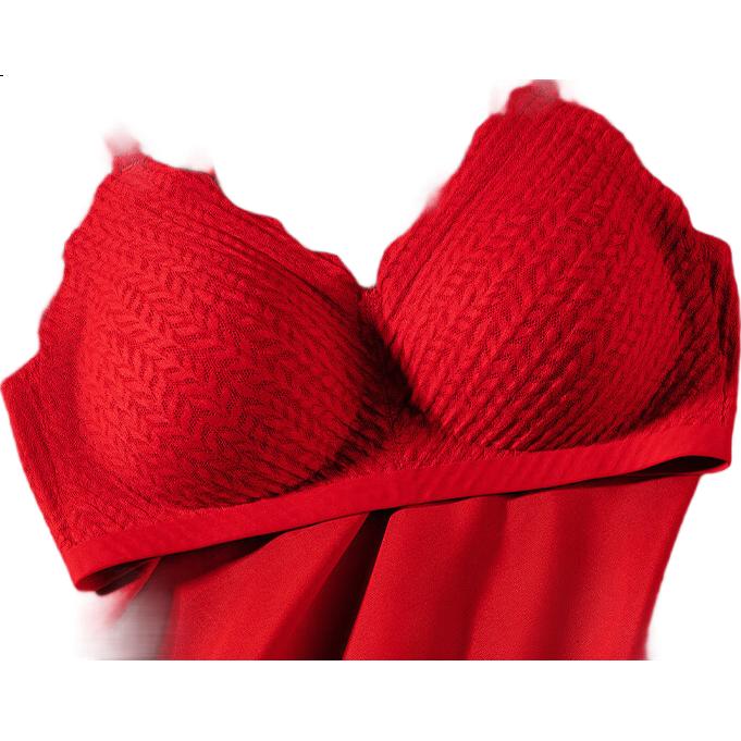 Urban Beauty Red Plus Size Women's Lingerie Lift and Gather Wireless Bra for Year of the Horse Wedding Celebration